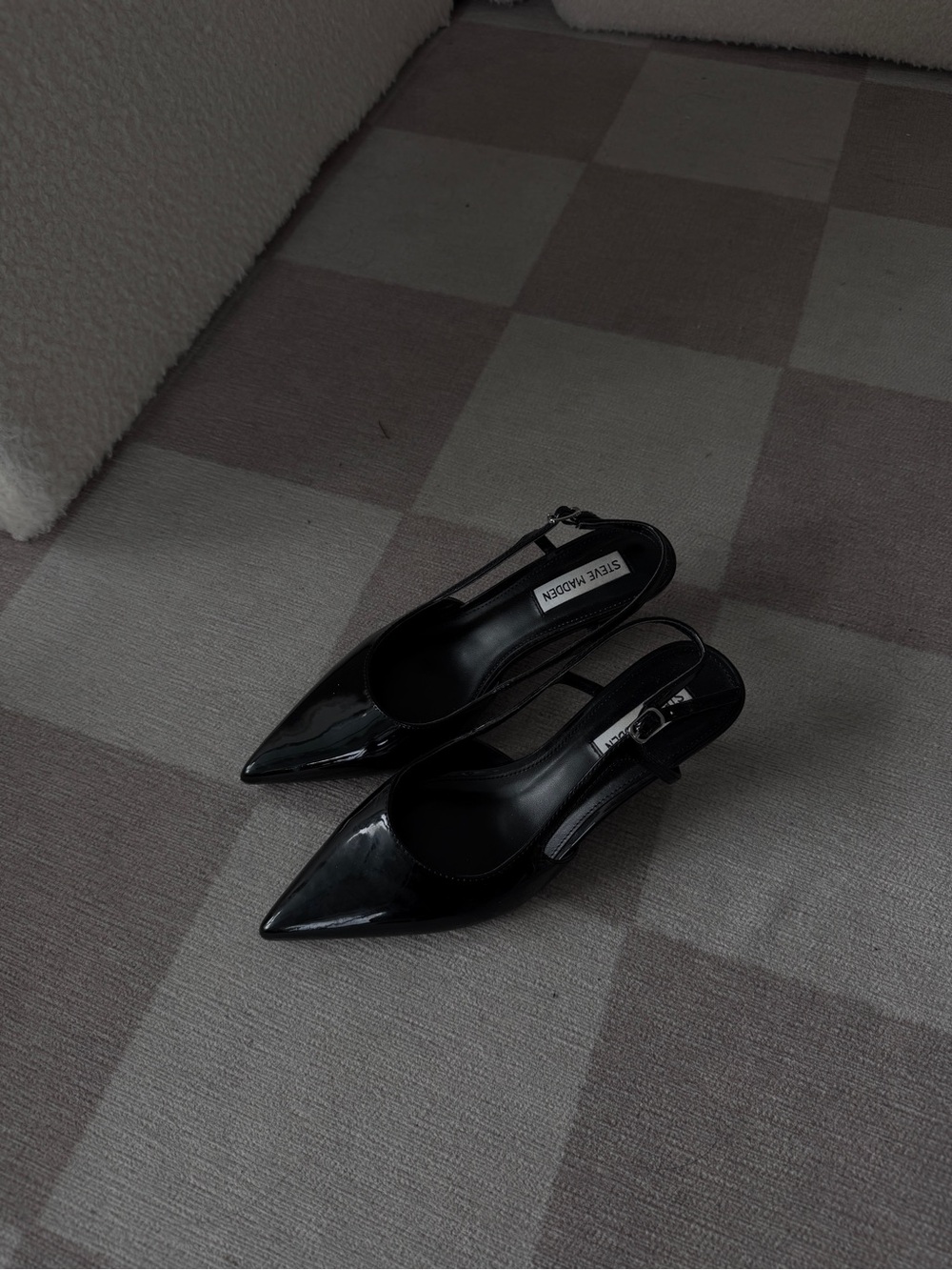 Steve Madden Black Patent Pointed Slingback Heels